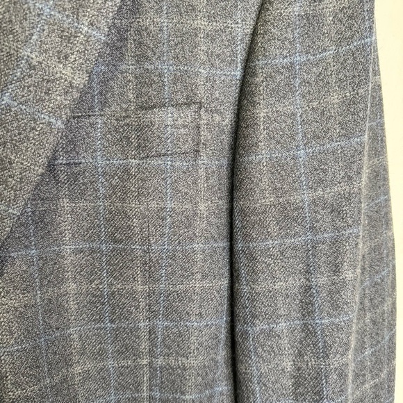 Tommy Hilfiger Vintage Grey Plaid Windowpane Wool Blazer Size 42T - Picture 5 of 11